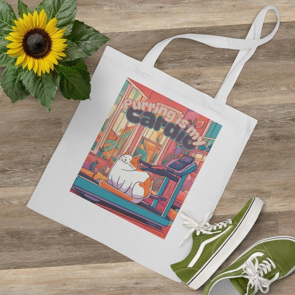 Purring Is My Cardio Tote Bag – Reusable Funny Cat Shopper - Love From Snowy Shop