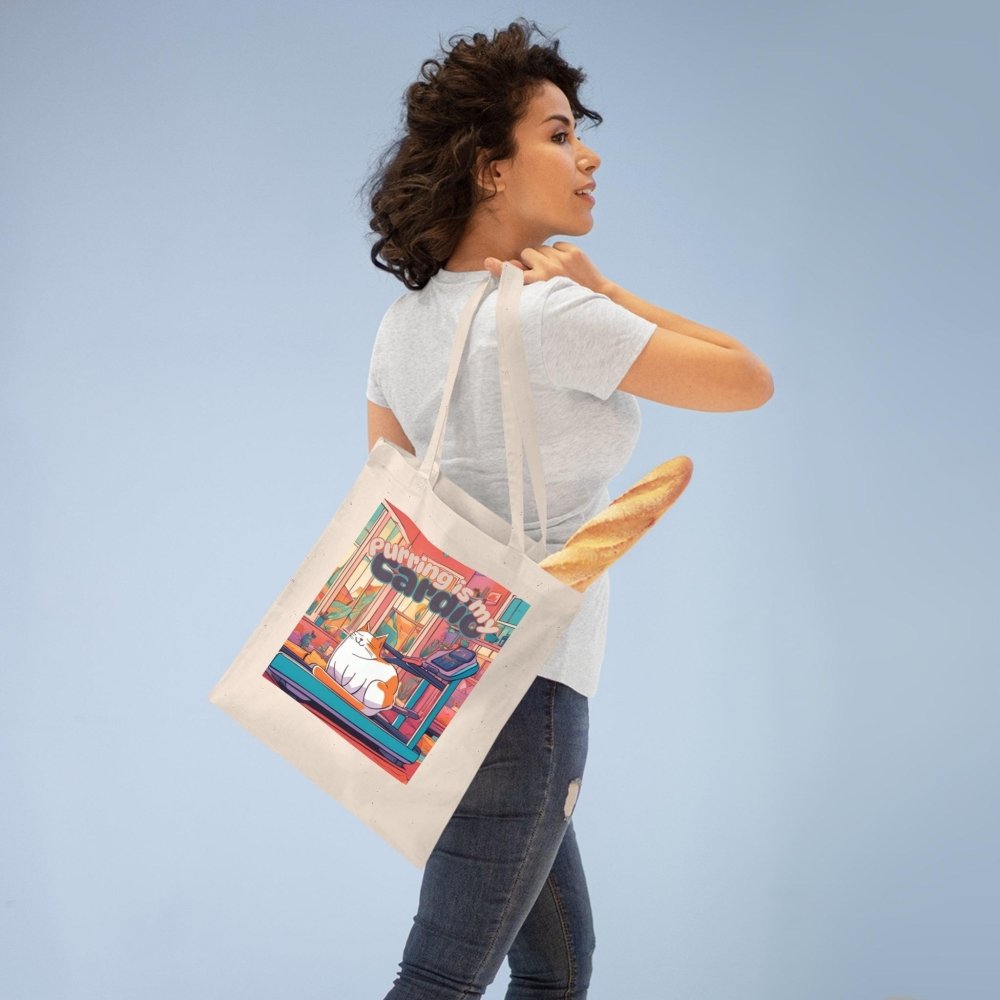 Purring Is My Cardio Tote Bag – Reusable Funny Cat Shopper - Love From Snowy Shop